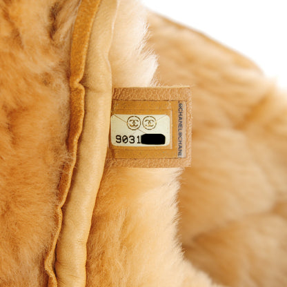 Chanel Shearling Suede Quilted Fur Flap Metallic Bronze 7 of 8