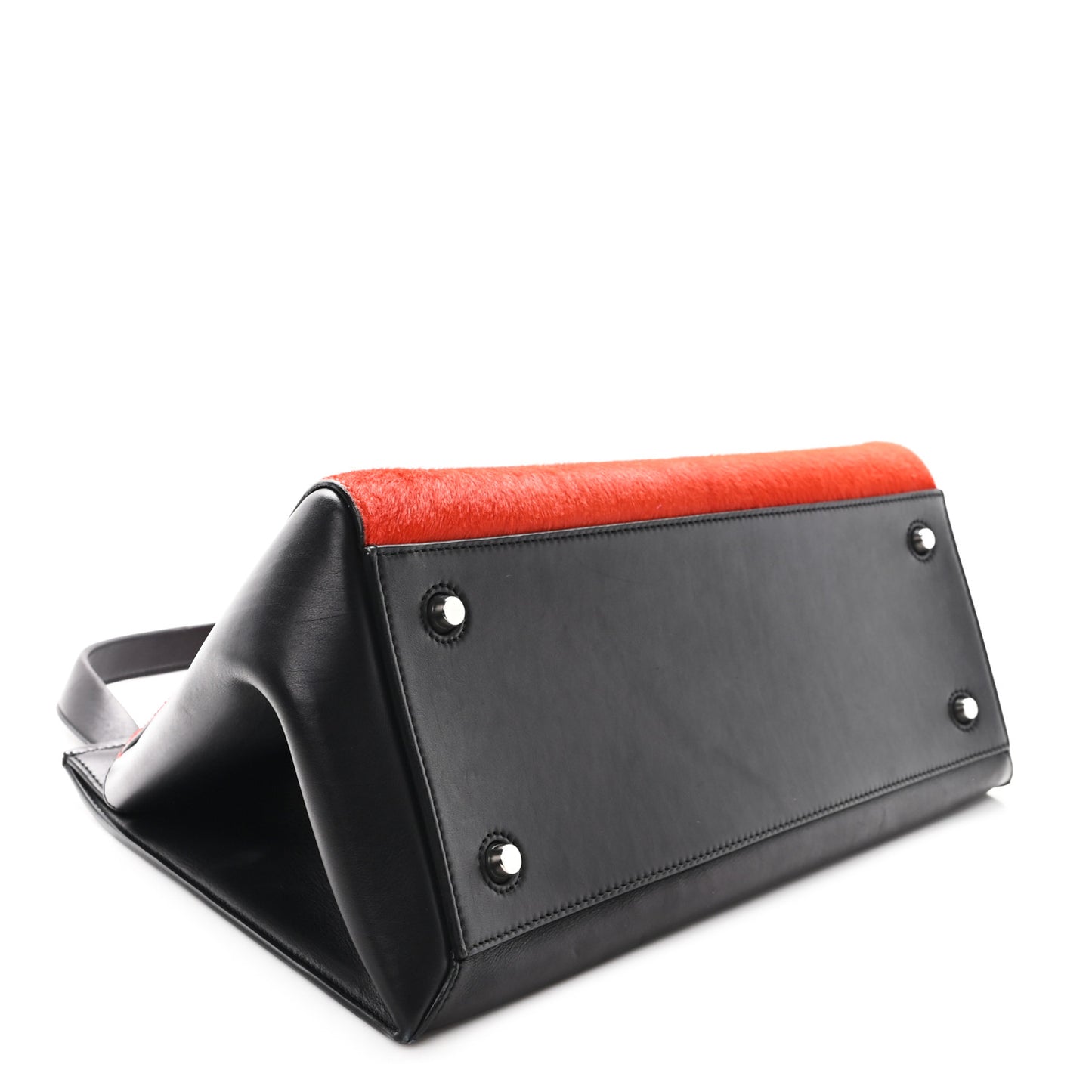 Pony Hair Medium Edge Shoulder Bag Vermillion