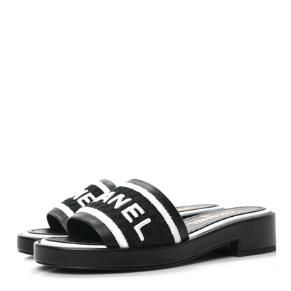 Chanel Lambskin Embroidered CC Mule Sandal 36 Black White 2 of 8