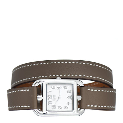 Hermes Stainless Steel Swift 23mm Cape Cod Double Tour Quartz Watch Etoupe 2 of 5