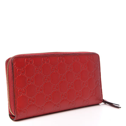 Gucci Guccissima Signature Zip Around Wallet Hibiscus Red 3 of 11