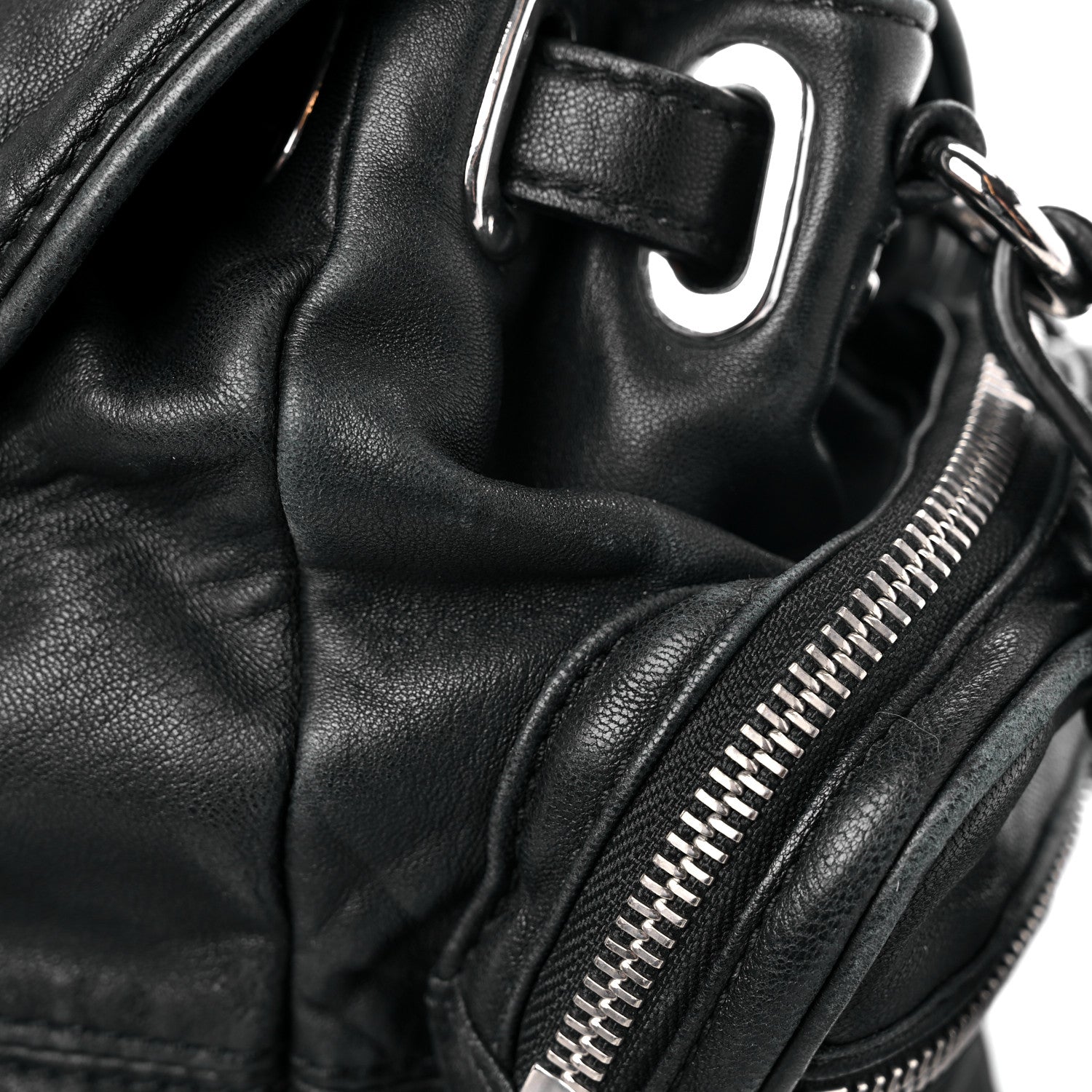Alexander Wang Lambskin Marti Backpack Bag Washed Black Rhodium Hardware 13 of 19