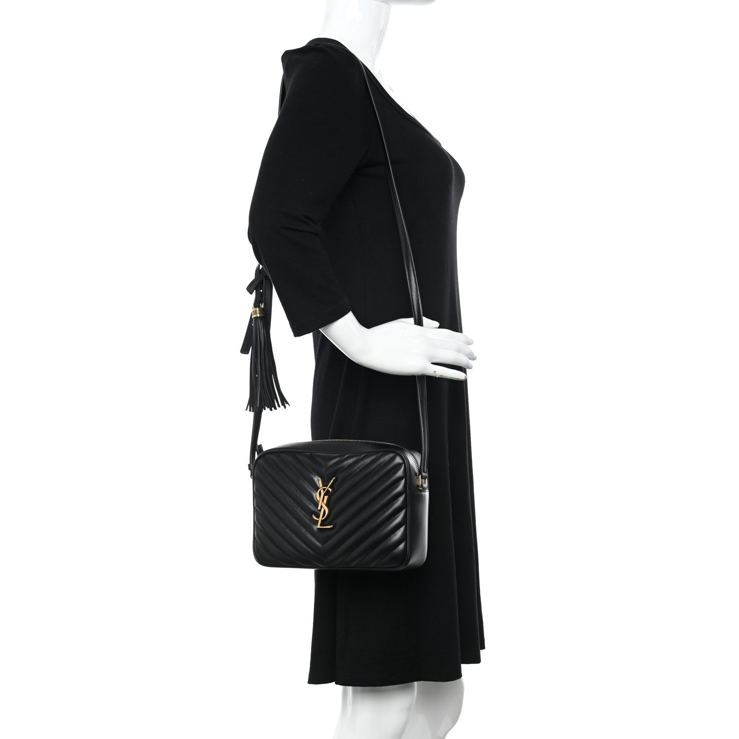 Saint Laurent Calfskin Matelasse Monogram Lou Camera Bag Black 2 of 11