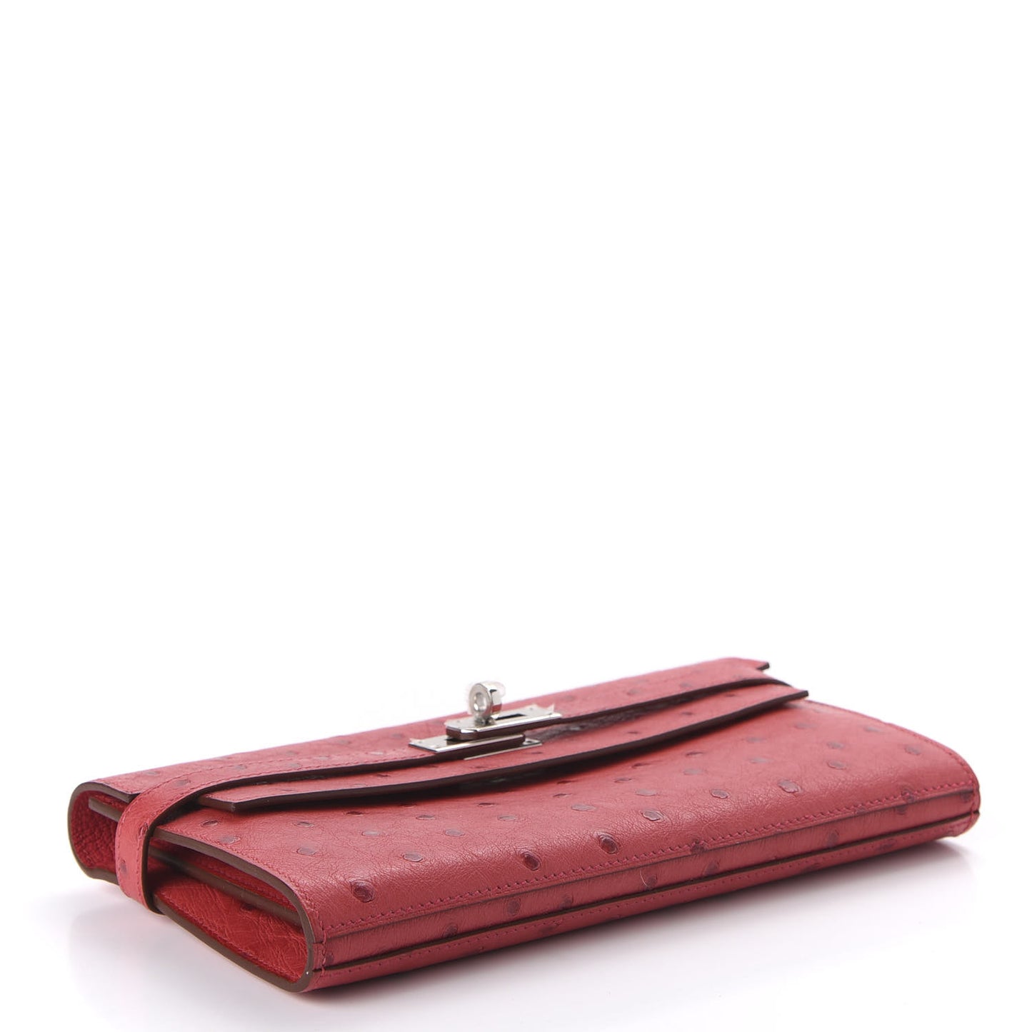 Ostrich Kelly Longue Wallet Bougainvillea