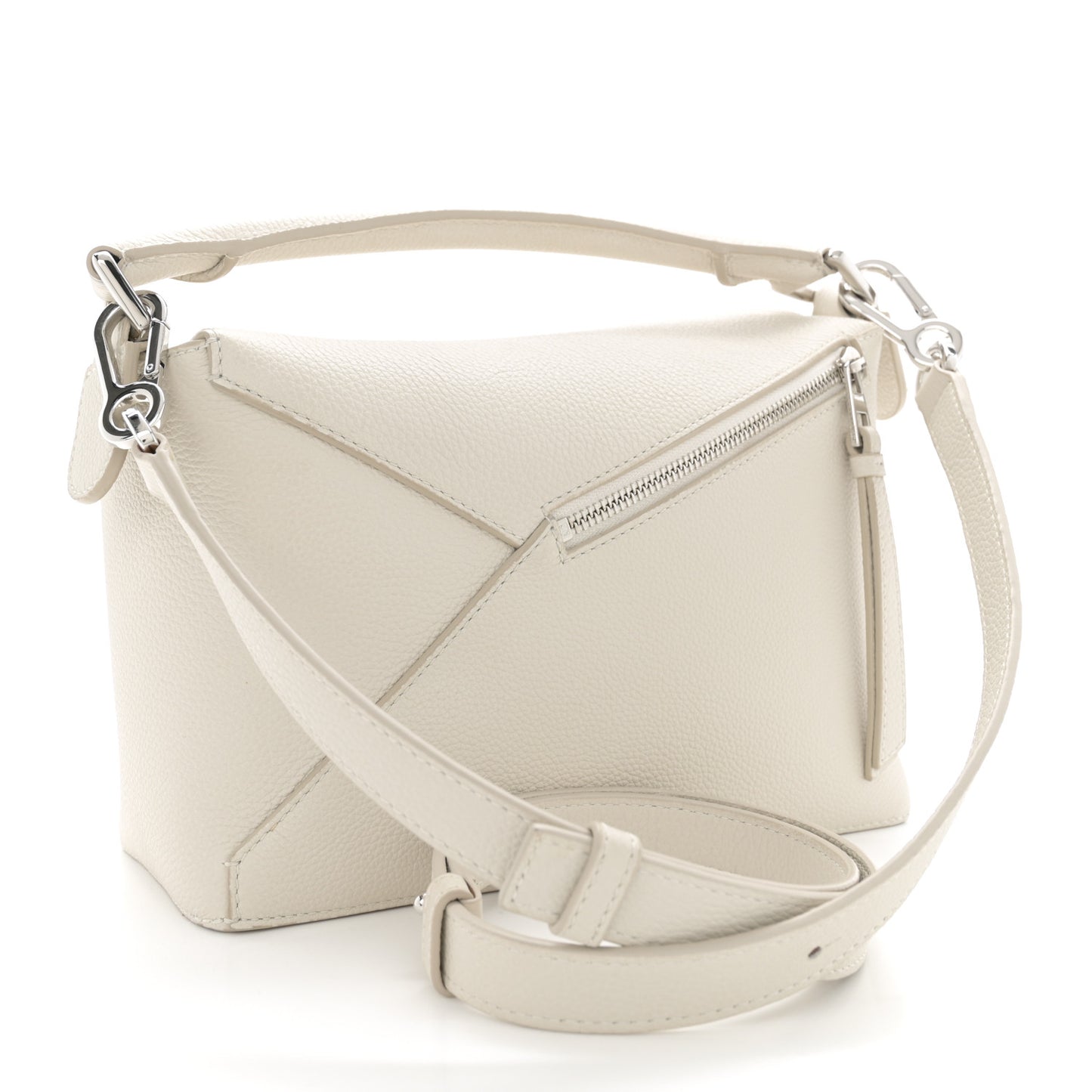 Soft Grained Calfskin Small Puzzle Edge Bag Soft White