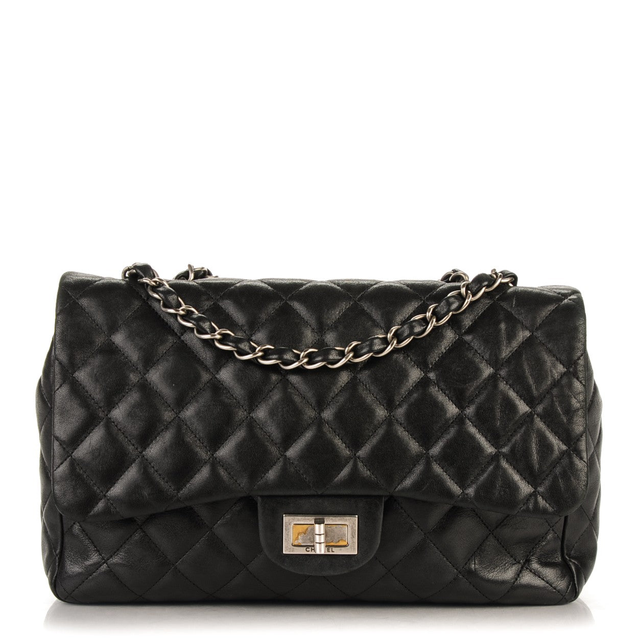 Chanel Washed Lambskin Quilted Jumbo Hybrid Reissue Flap Black 1 of 8