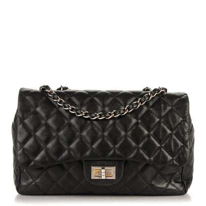 Chanel Washed Lambskin Quilted Jumbo Hybrid Reissue Flap Black 1 of 8