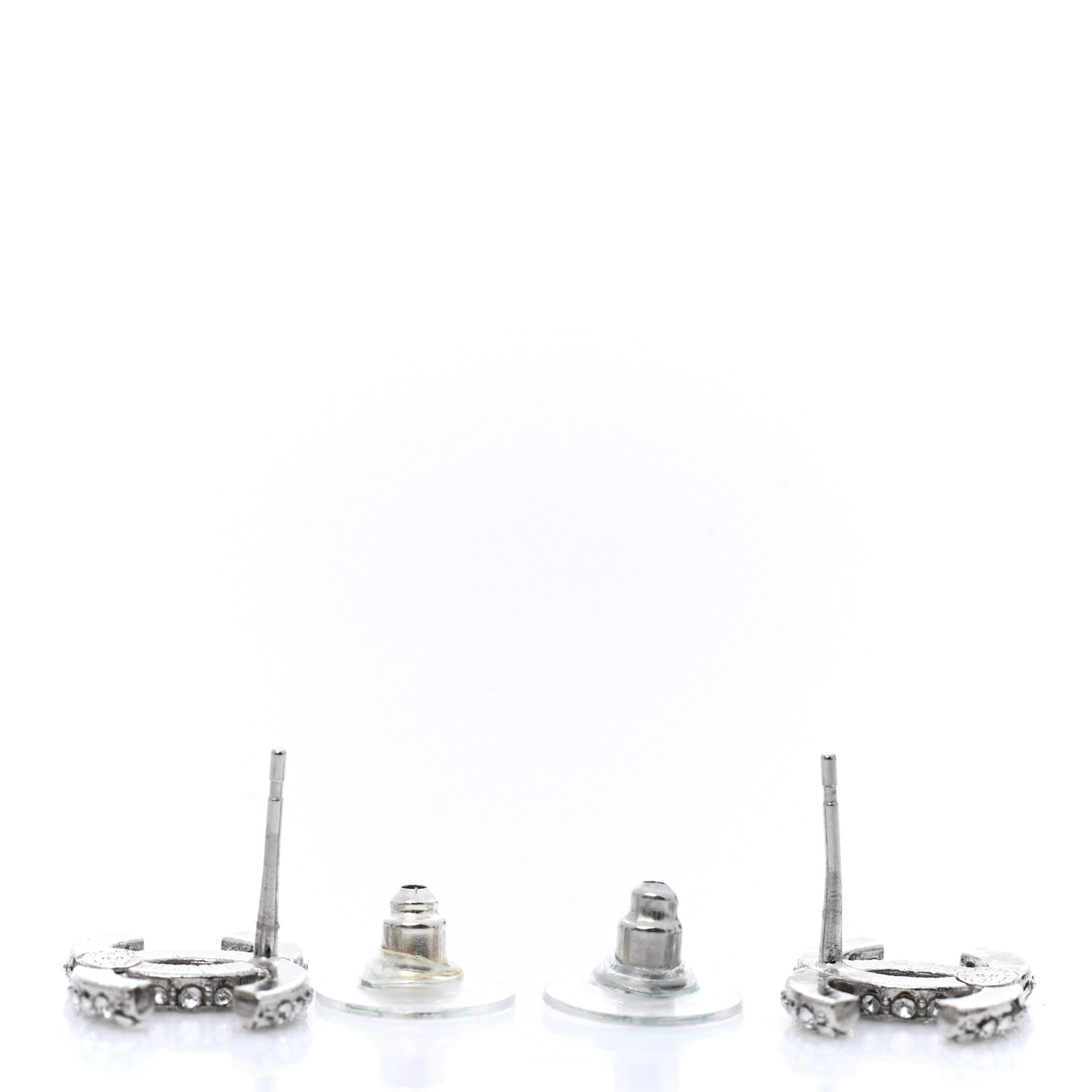 Chanel Crystal CC Earrings Silver 3 of 5
