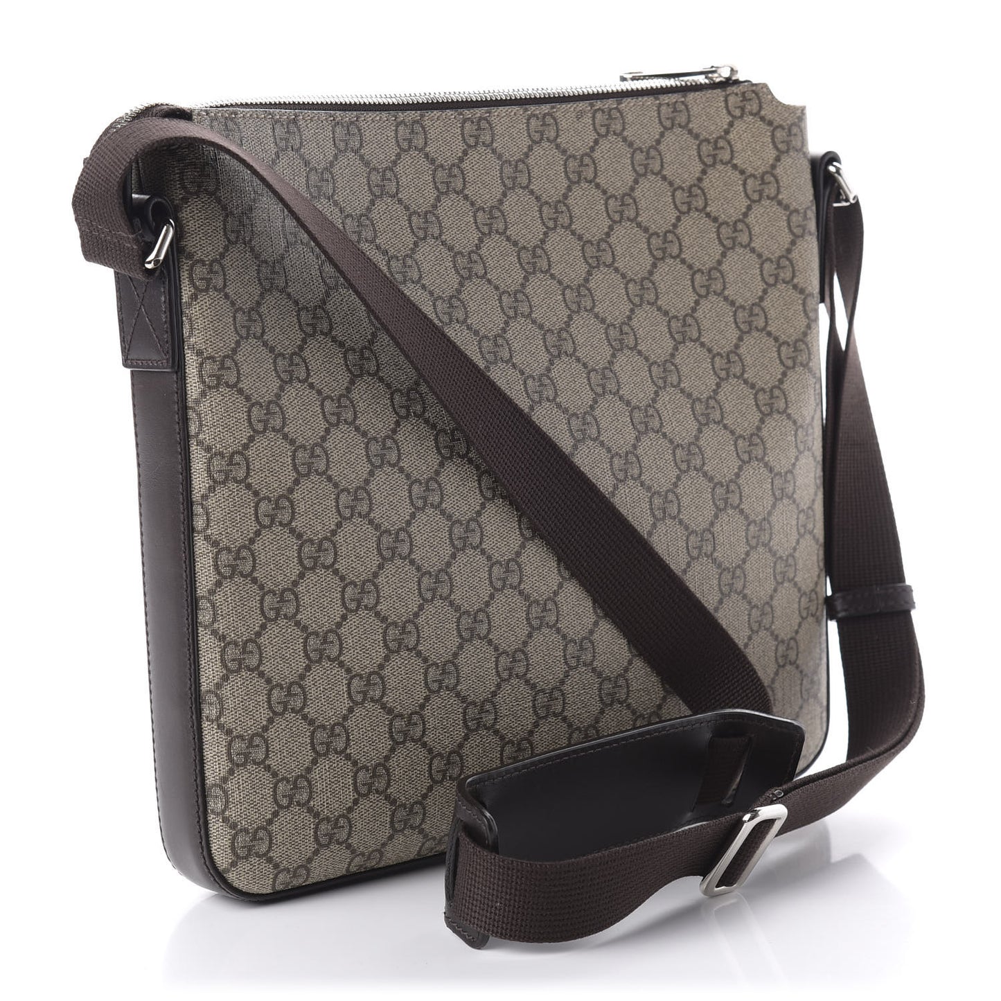 GG Supreme Monogram Medium Flat Messenger Bag Beige Brown