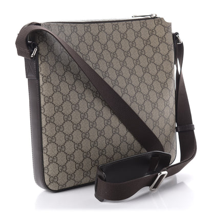 Gucci GG Supreme Monogram Medium Flat Messenger Bag Beige Brown 3 of 10