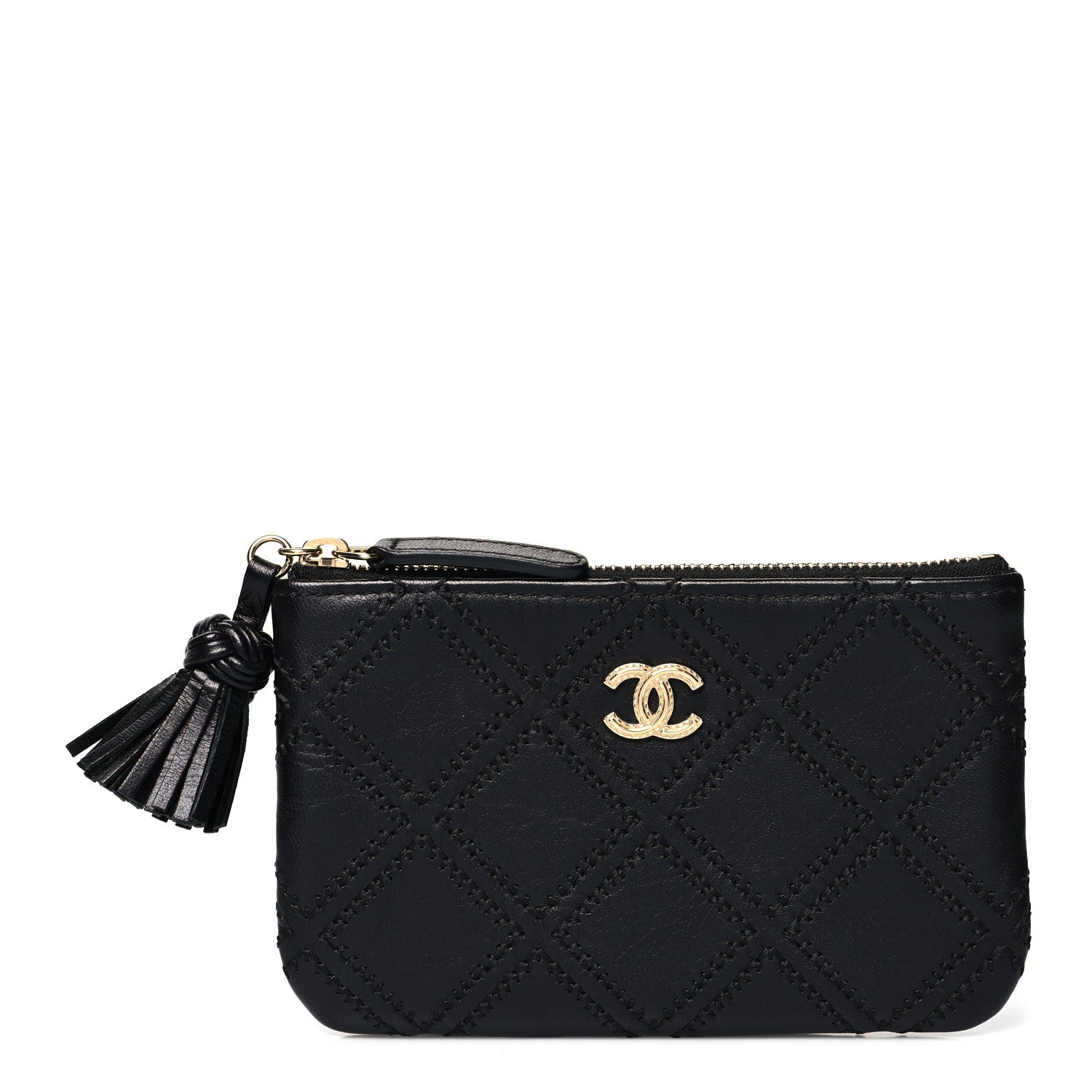 Chanel Lambskin Stitched Small Cosmetic Case Black 1 of 10