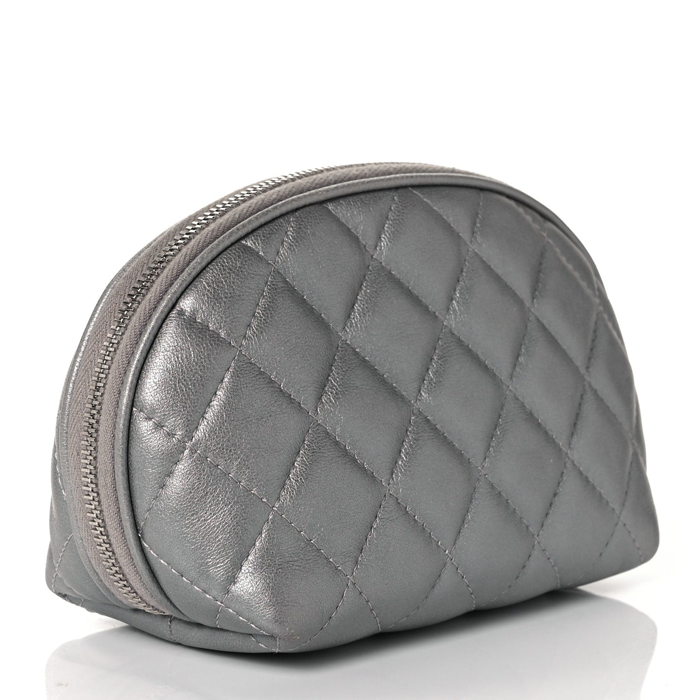Metallic Lambskin Quilted 2.55 Reissue Cosmetic Pouch Silver