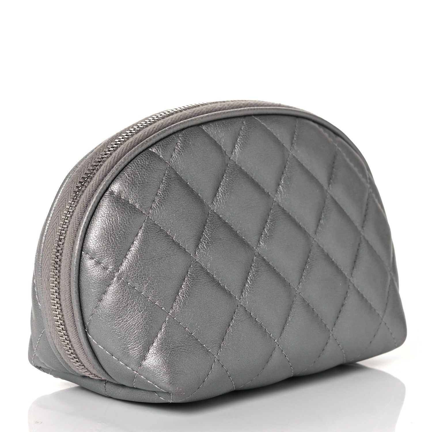 Chanel Metallic Lambskin Quilted 2.55 Reissue Cosmetic Pouch Silver 3 of 9
