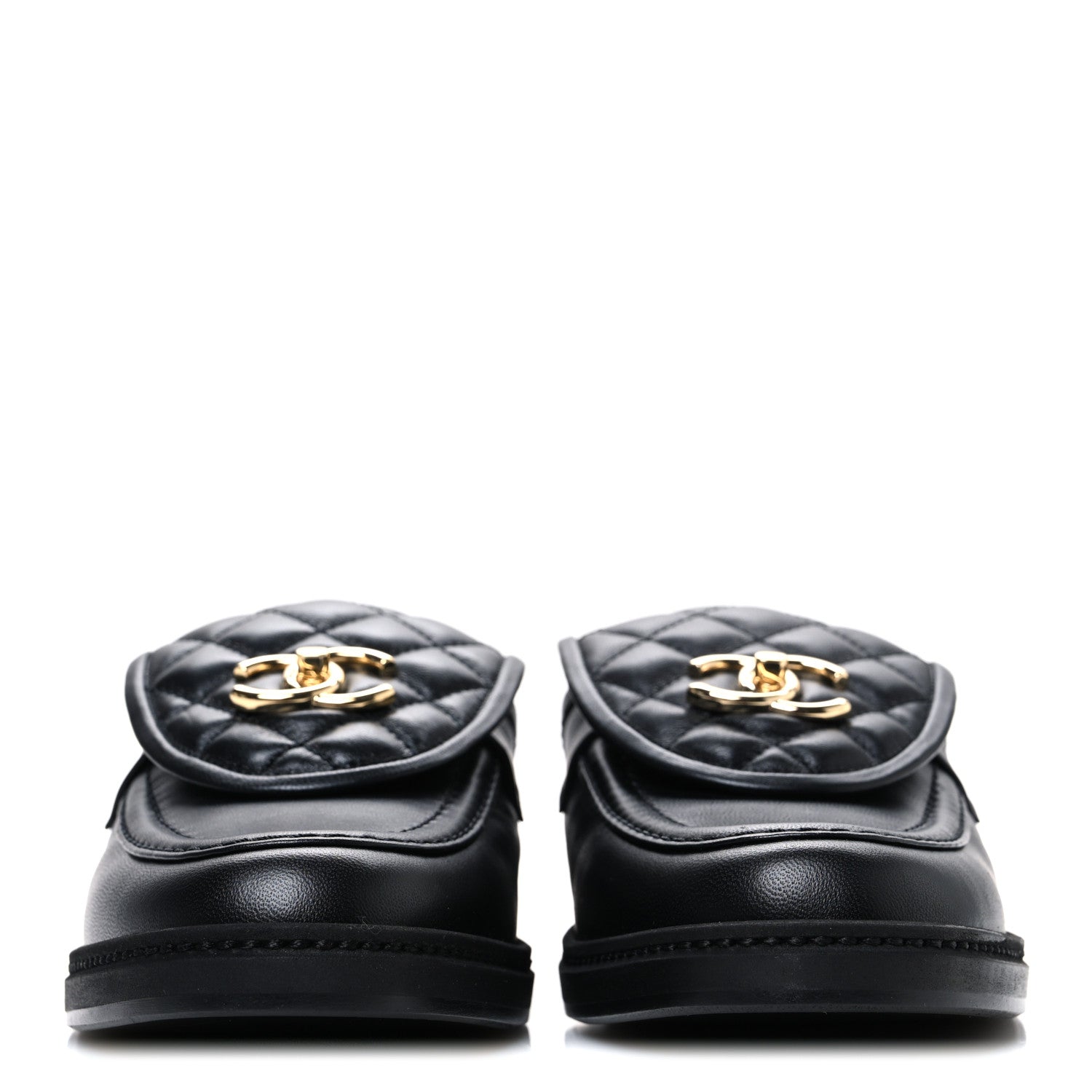 Chanel Lambskin Quilted CC Turnlock Mules 40 Black 1786976
