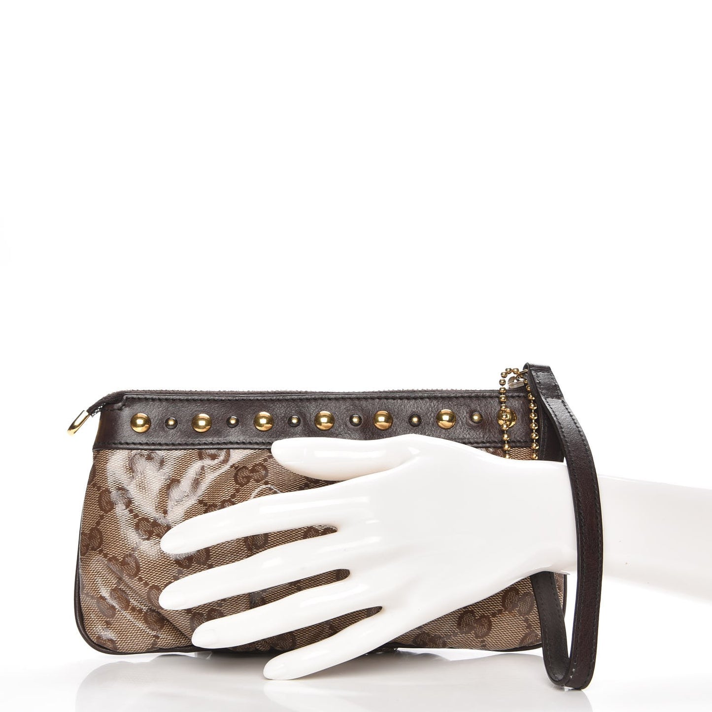Crystal Monogram Babouska Wristlet Dark Brown