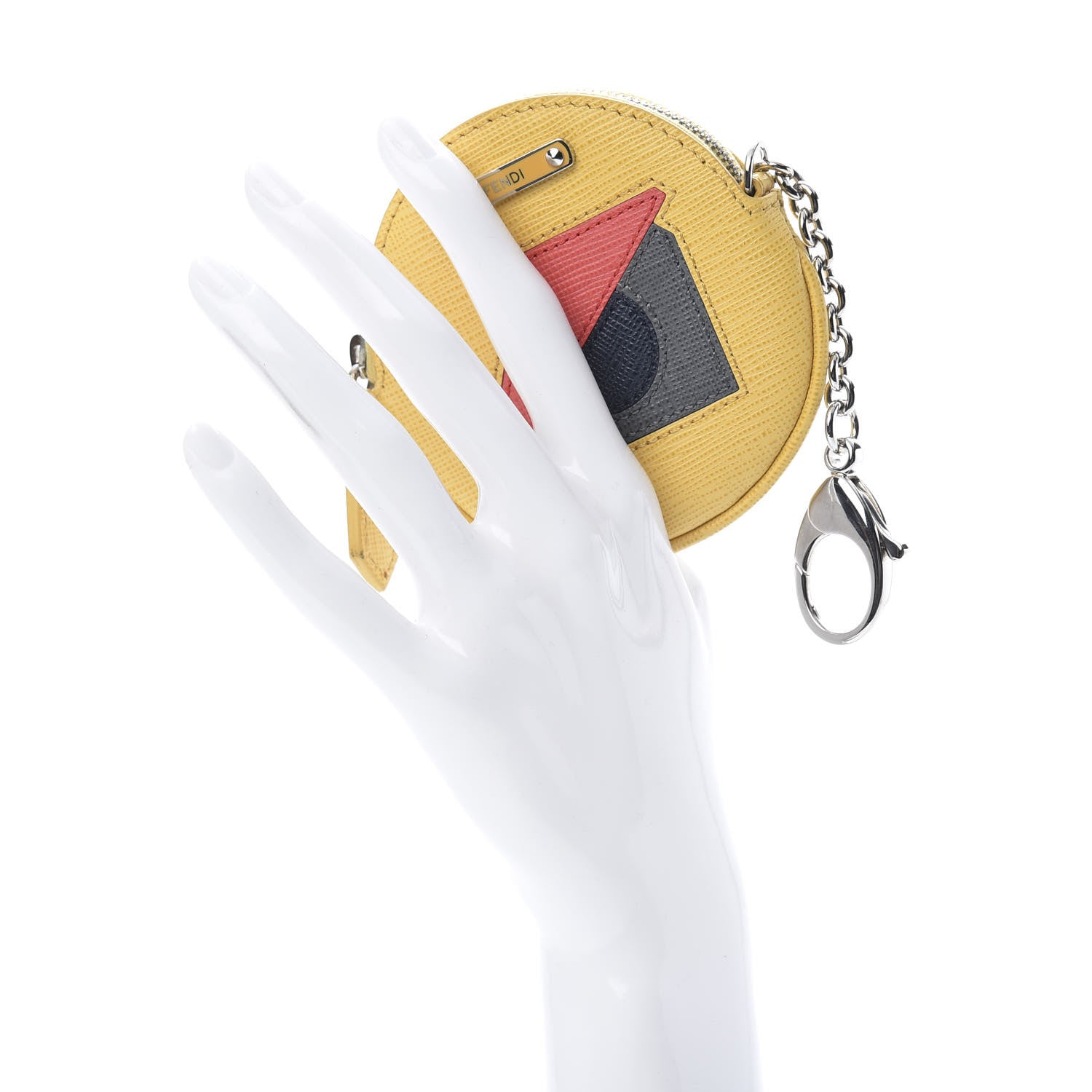 Fendi Vitello Elite Monster Eye Coin Purse Key Case Yellow 2 of 7