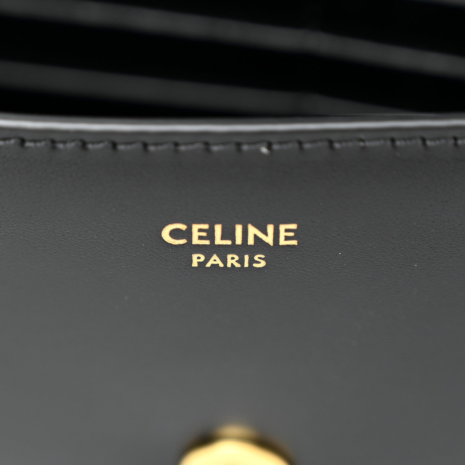 Celine Shiny Calfskin Triomphe Maillon Wallet on Chain Black 6 of 10