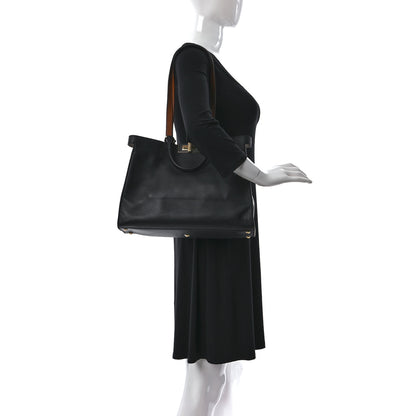 Fendi Vitello Seta Century Small Peekaboo X-Tote Black Brandy 2 of 9