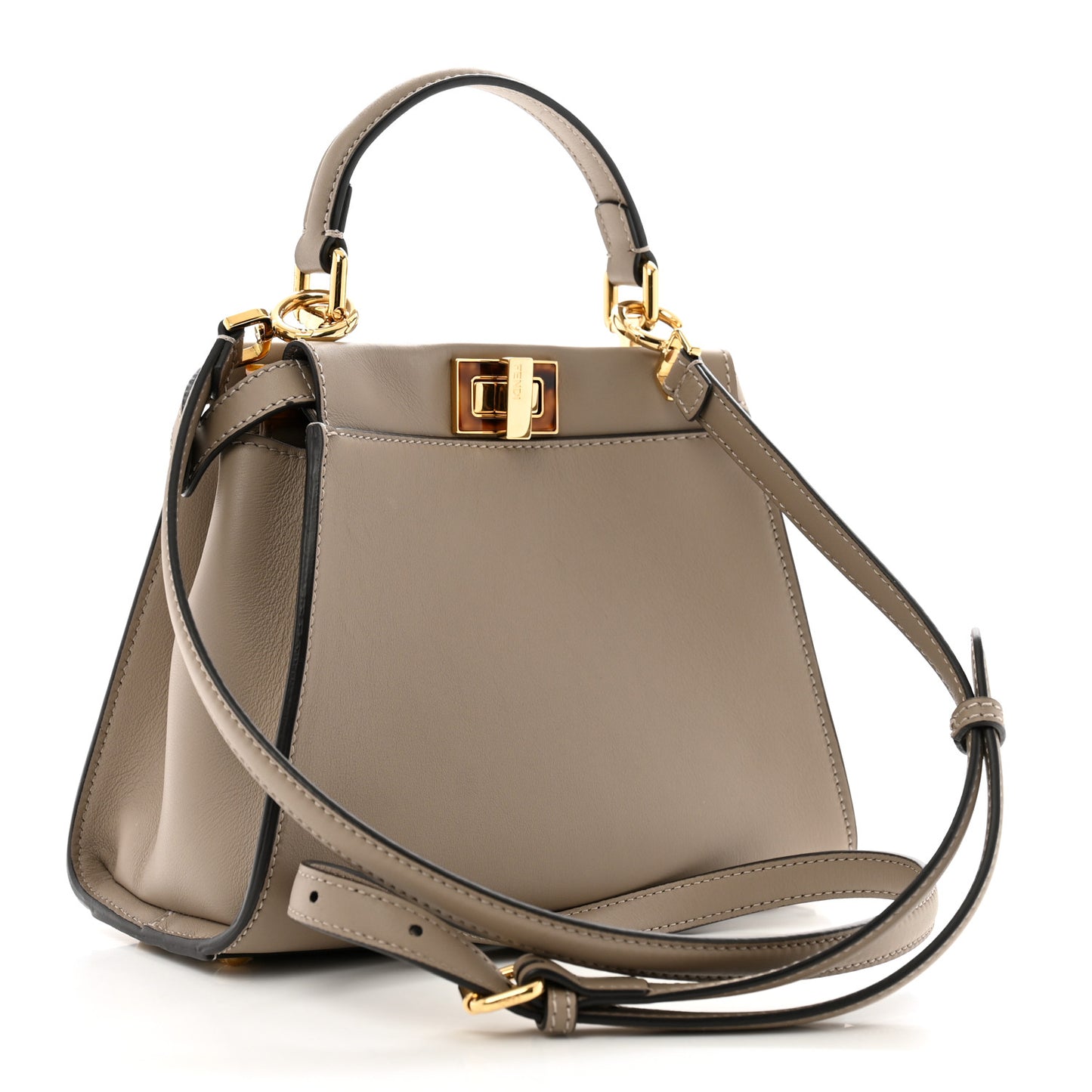 Vitello Seta Shiny Nappa Plexiglass Tortoise Mini Peekaboo Iconic Satchel Tortora