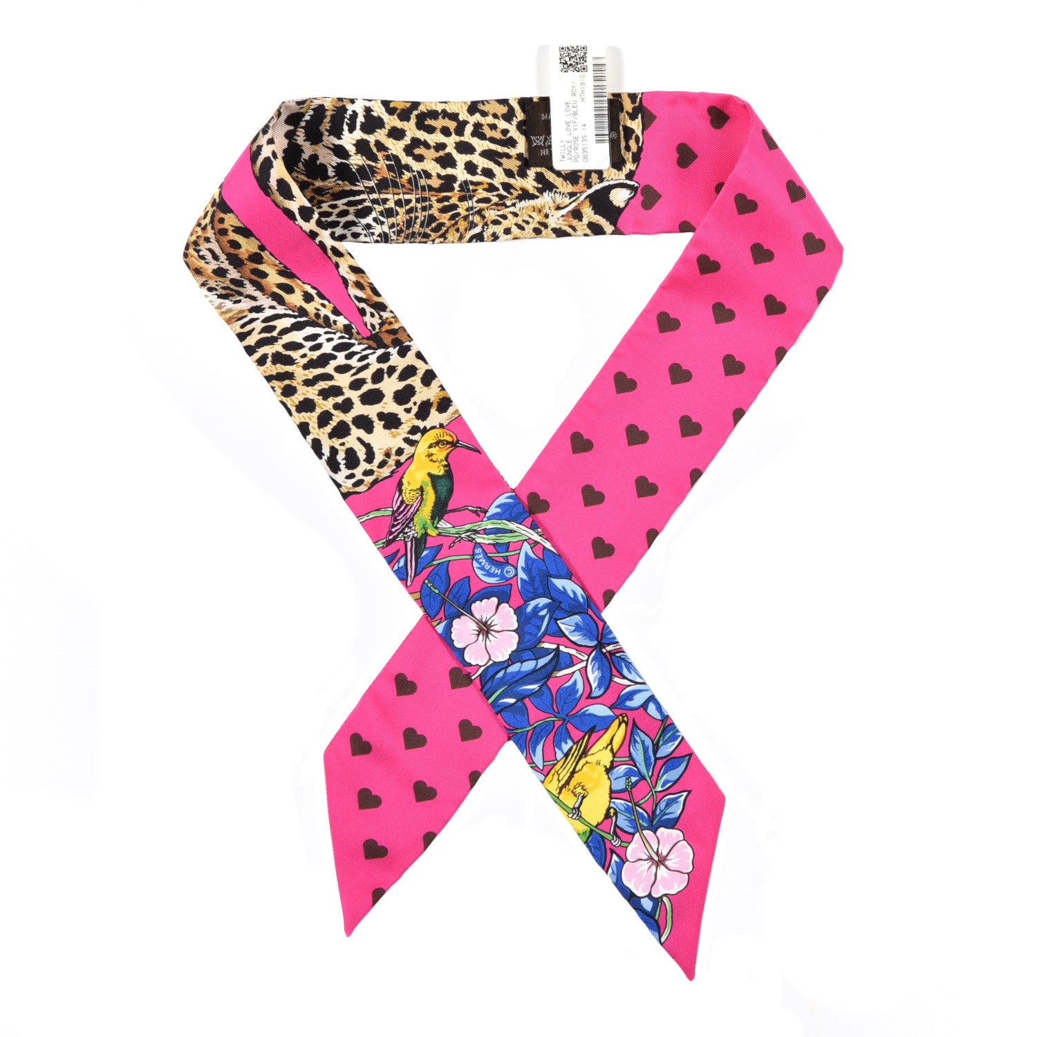 Hermes Silk Jungle Love Love Twilly Rose Vif Bleu Roy 1 of 5