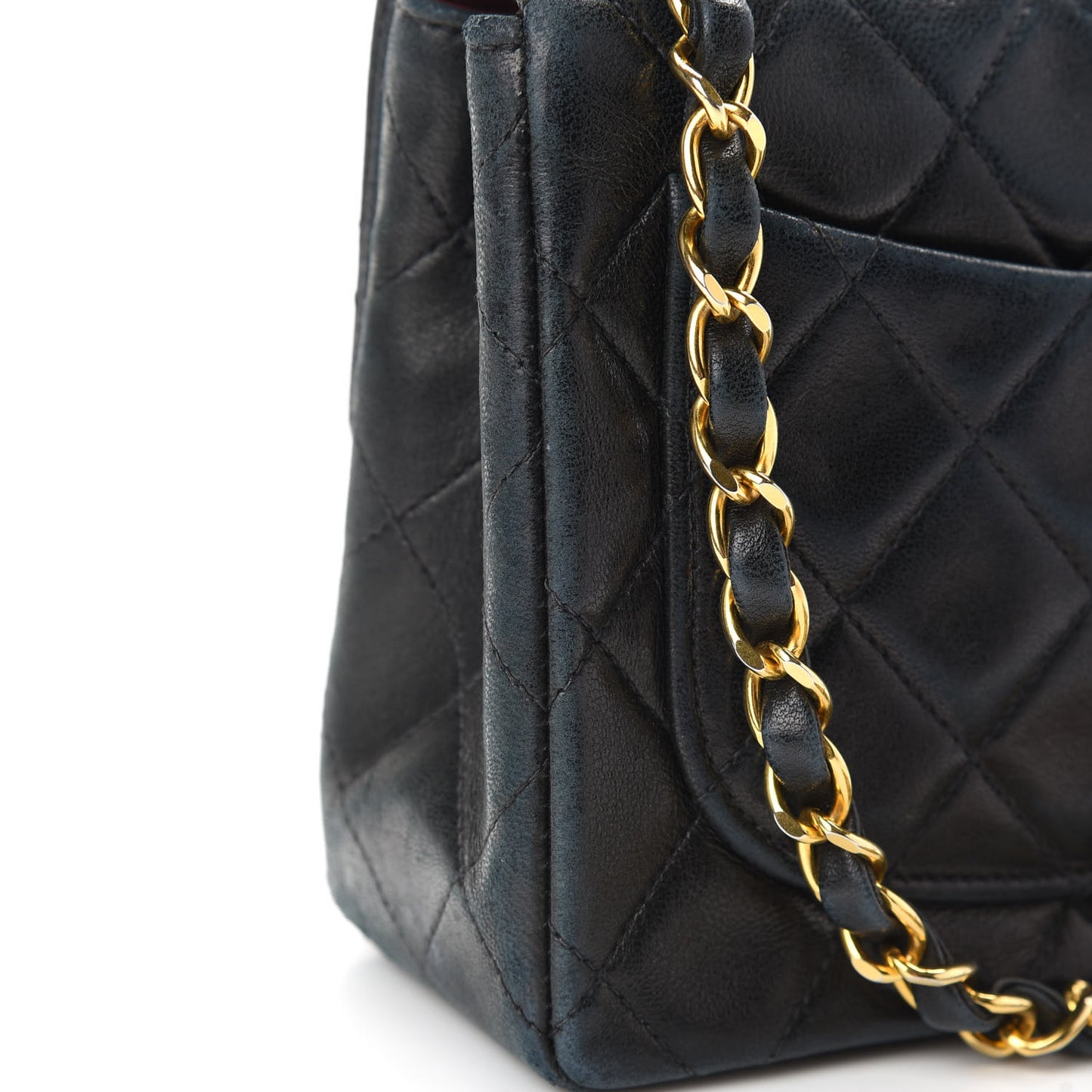 Lambskin Quilted Mini Square Flap Bag Black
