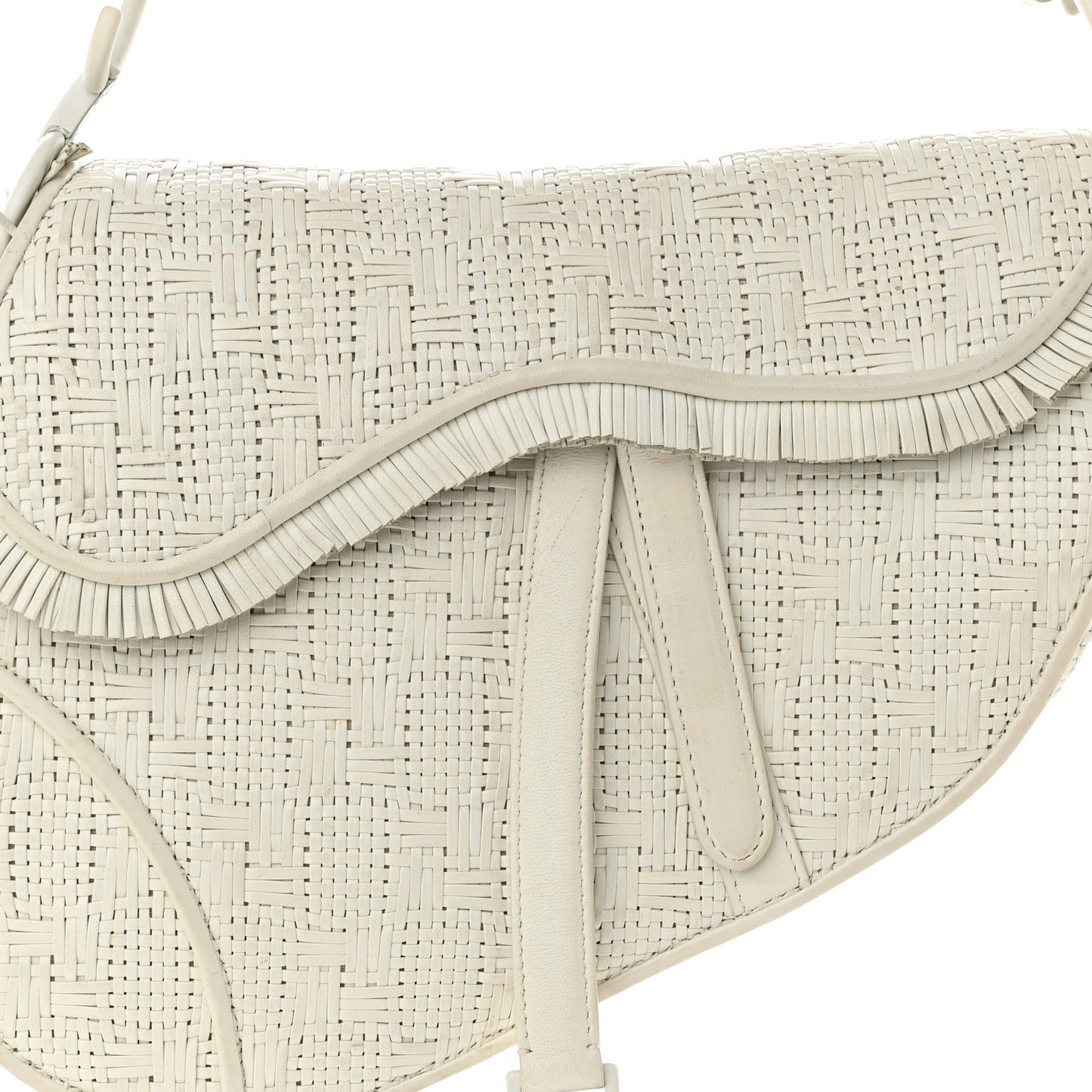 Ultra Matte Woven Saddle Bag White