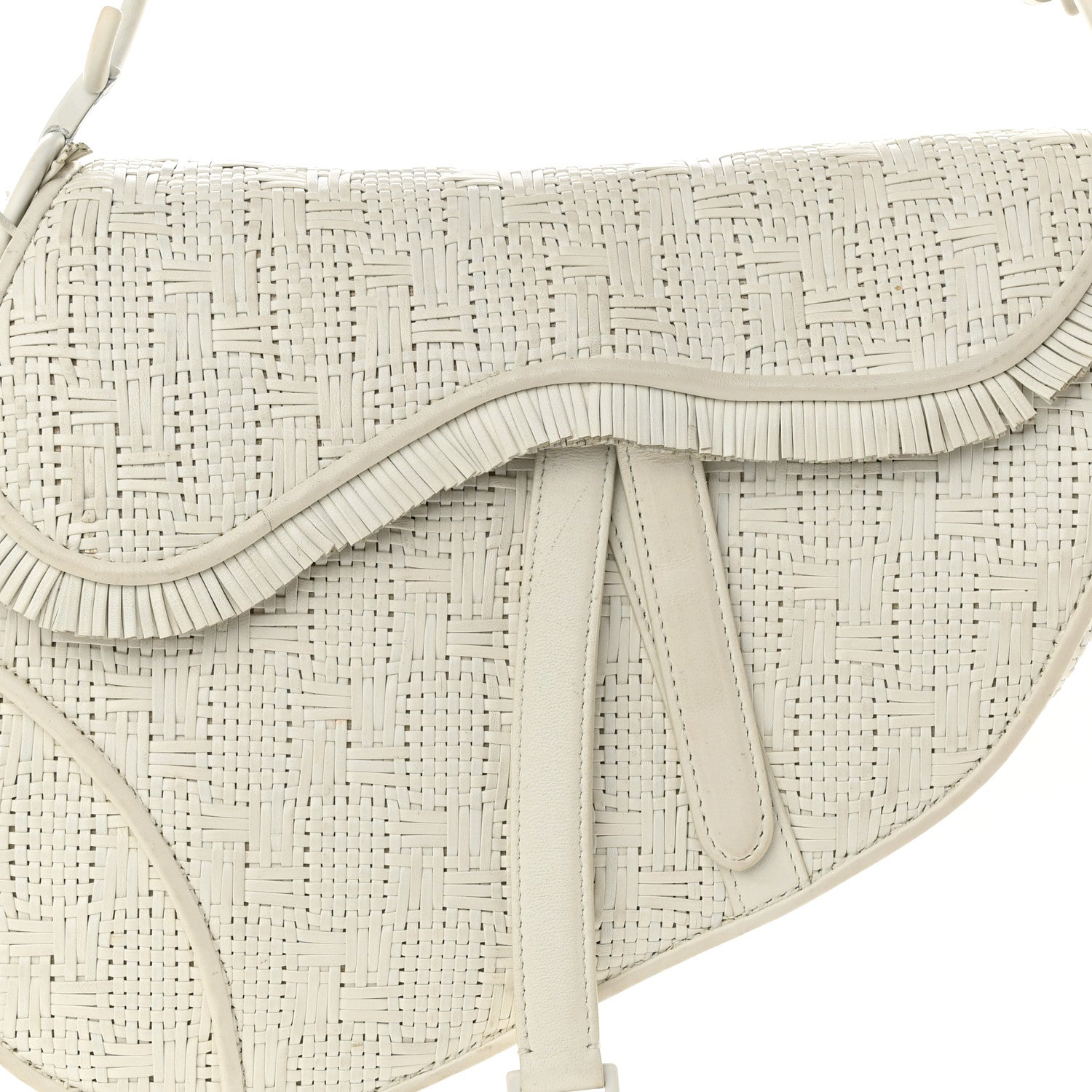 Christian Dior Ultra Matte Woven Saddle Bag White 8 of 11