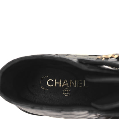 Chanel Shiny Lambskin Quilted Lace Up Combat Boots 40 Black 6 of 7