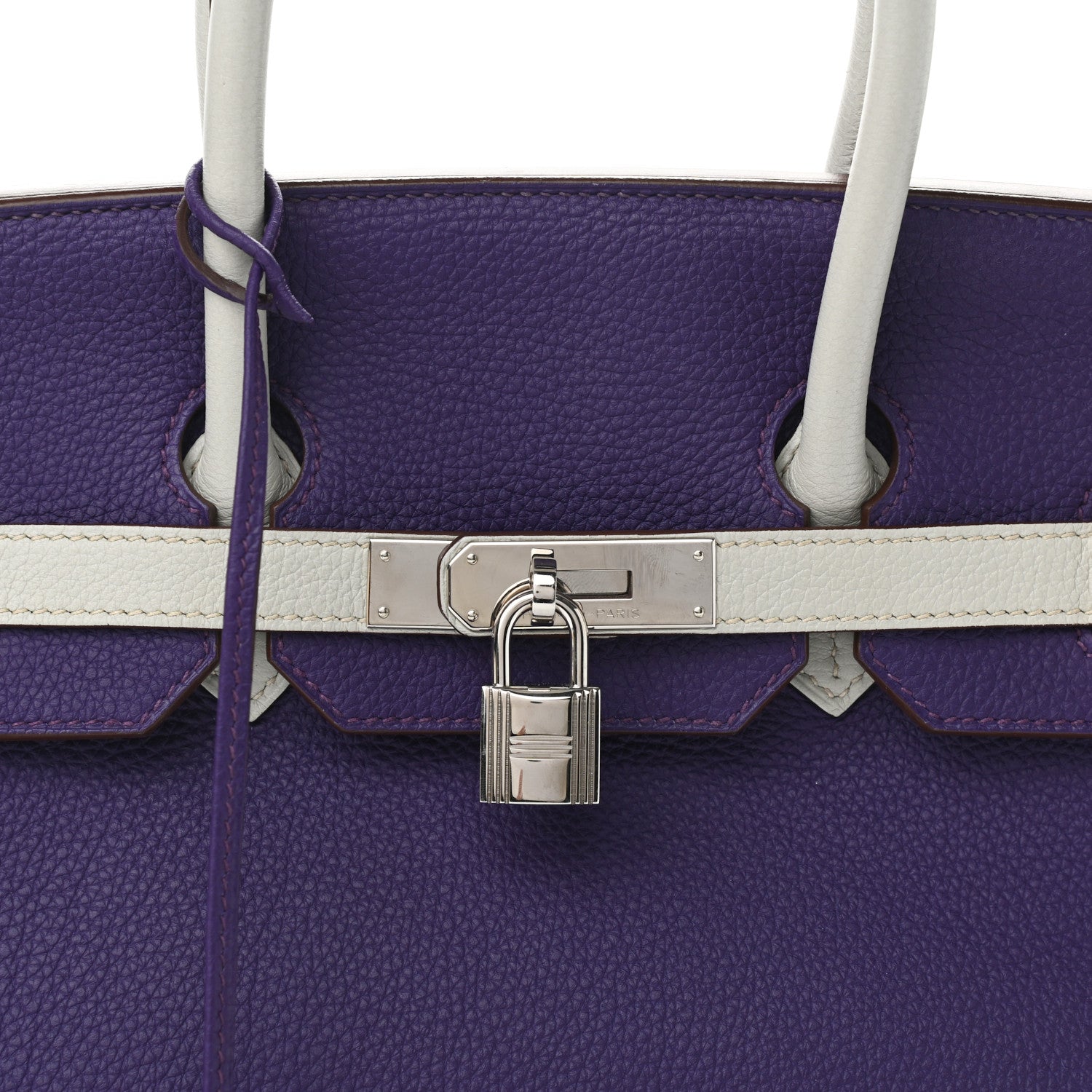 Hermes Togo Bi-Color Horseshoe Birkin 35 Iris Gris Perle 8 of 12