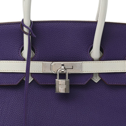 Hermes Togo Bi-Color Horseshoe Birkin 35 Iris Gris Perle 8 of 12