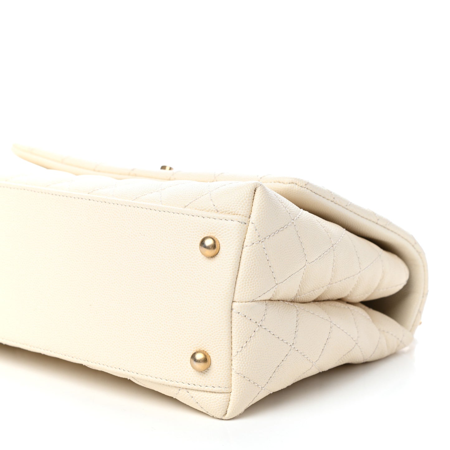Caviar Lizard Quilted Small Coco Handle Flap Ivory