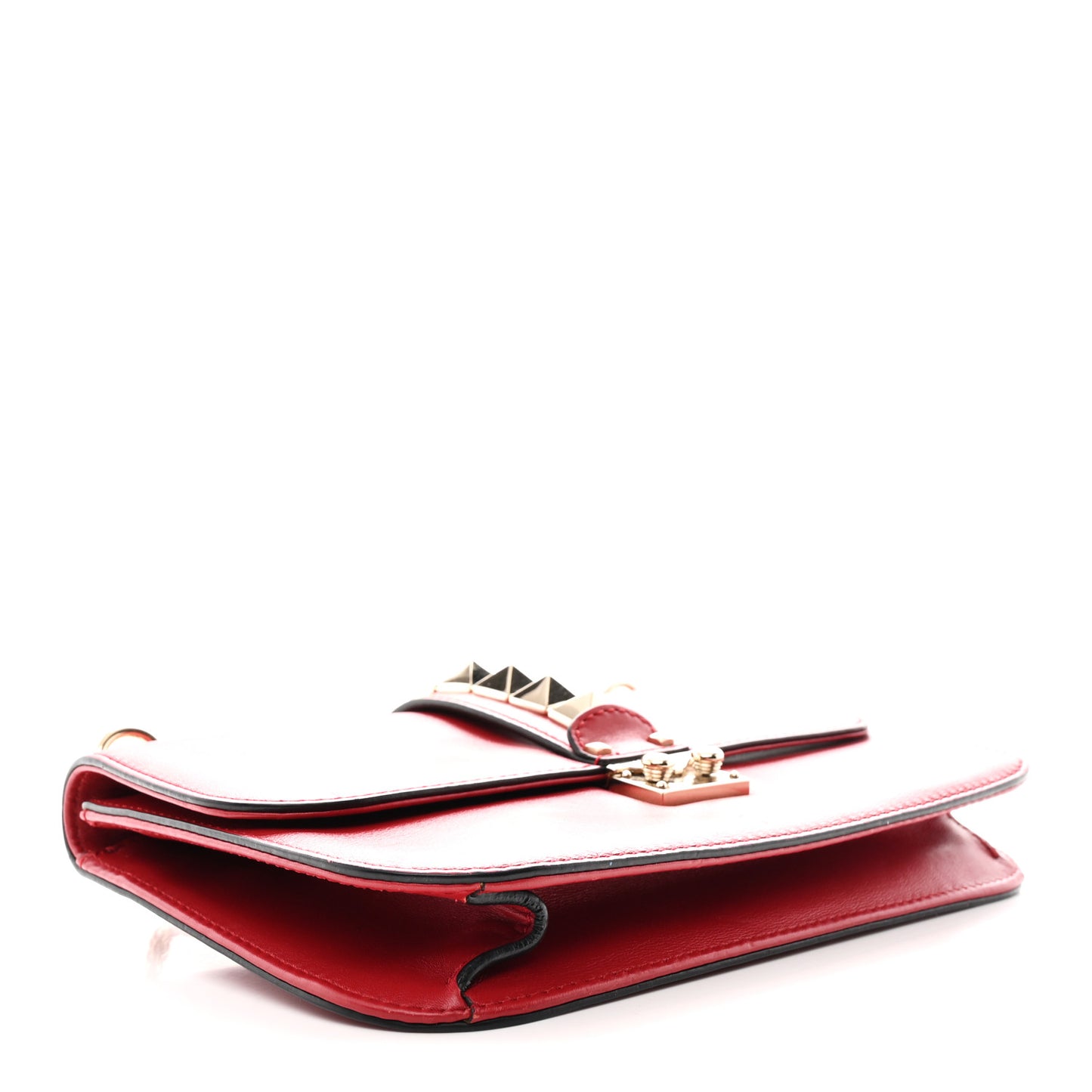 Vitello Medium Glam Lock Rockstud Flap Rubino