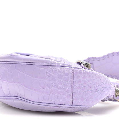 Balenciaga Extra Supple Calfskin Crocodile Embossed Le Cagole Shoulder Bag XS Lilac 11 of 11