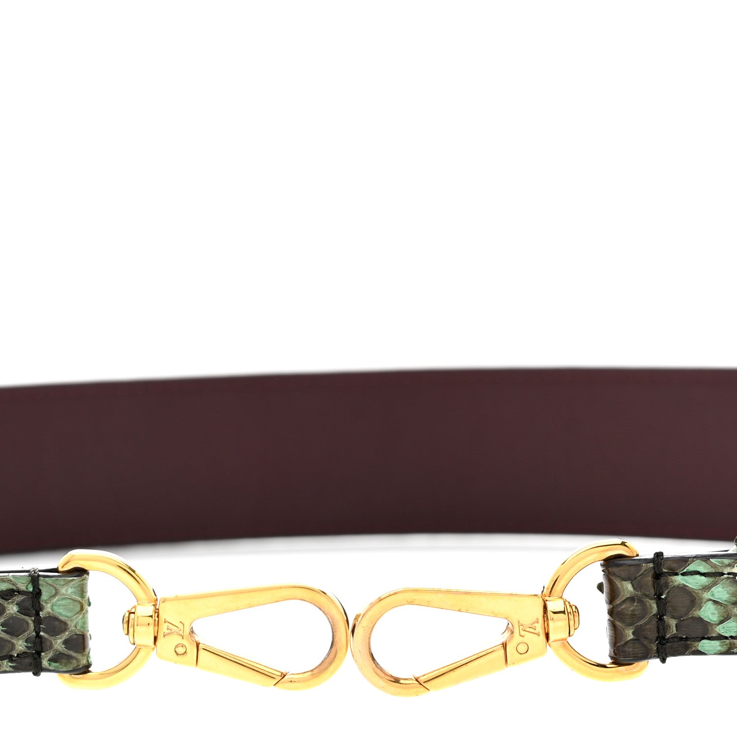 Louis Vuitton Snakeskin Calf Bandouliere Shoulder Strap Green Burgundy 5 of 6