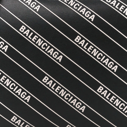 Balenciaga Calfskin Diagonal Allover Logo Print S Flap Bag Black White 9 of 11