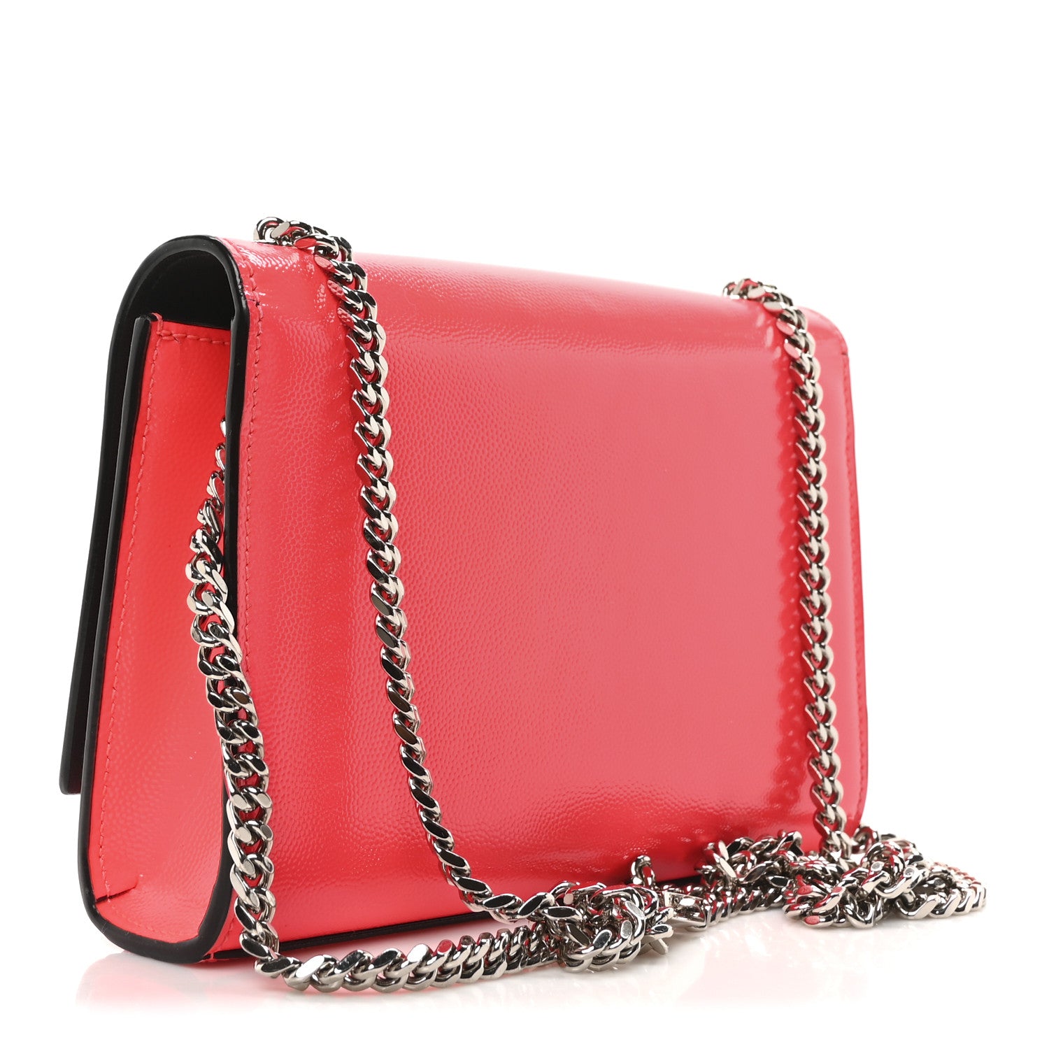 Saint Laurent Patent Grain de Poudre Small Monogram Kate Satchel Neon Pink 3 of 9