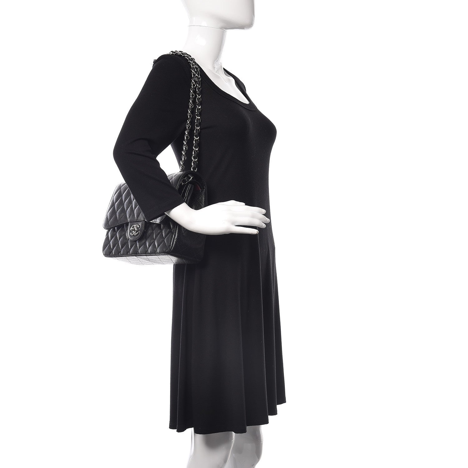 Chanel Caviar Quilted Jumbo Double Flap Black 2 of 11