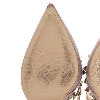 Valentino Garavani Pebbled Calfskin Rockstud Ankle Strap Pumps 37 Poudre 10 of 14
