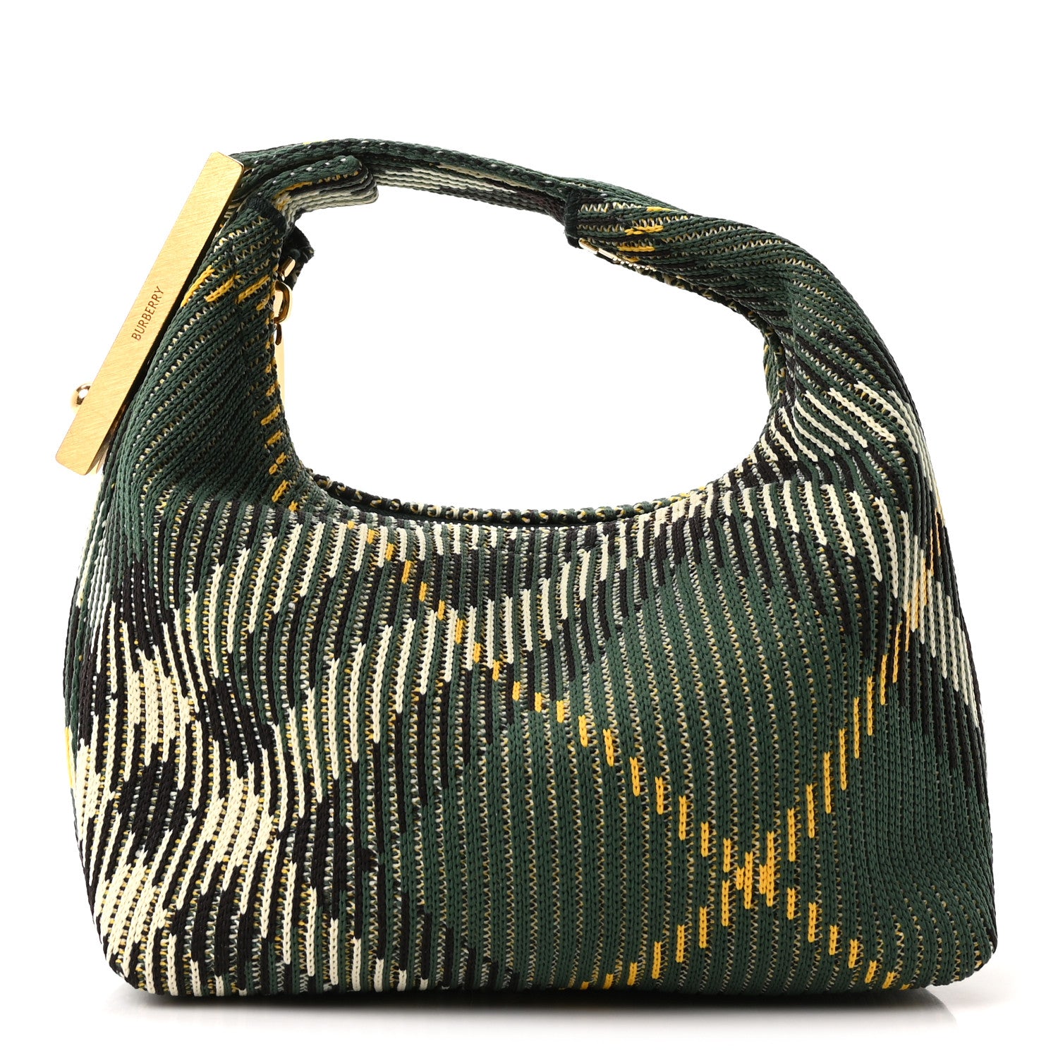 Burberry Canvas Knitted Check Mini Peg Duffle Bag Ivy 1 of 10