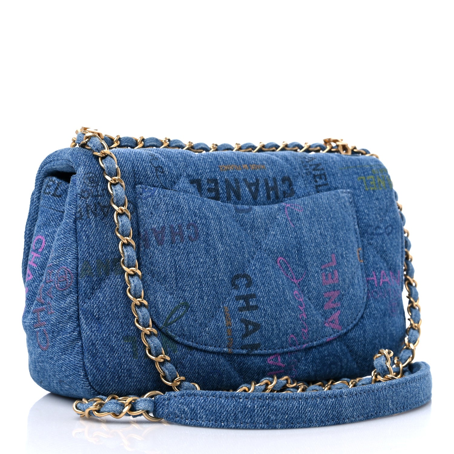 Chanel Denim Quilted Mini Denim Mood Rectangular Flap Blue Multicolor 3 of 9