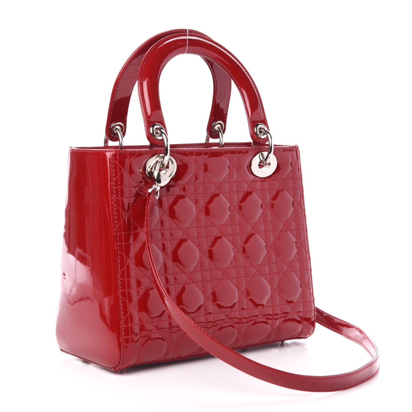 Patent Cannage Medium Lady Dior Red