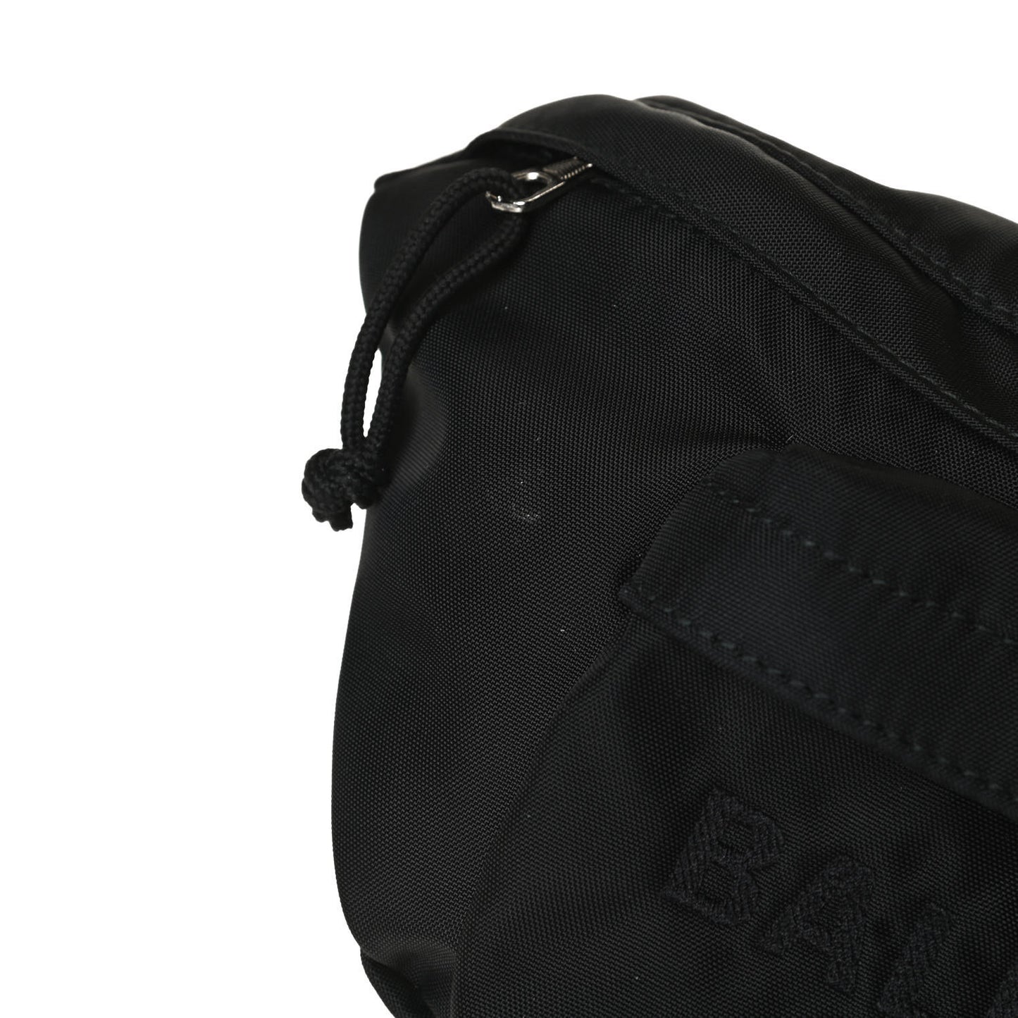 Textured Sport Nylon Logo Embroidered Wheel Beltpack Black