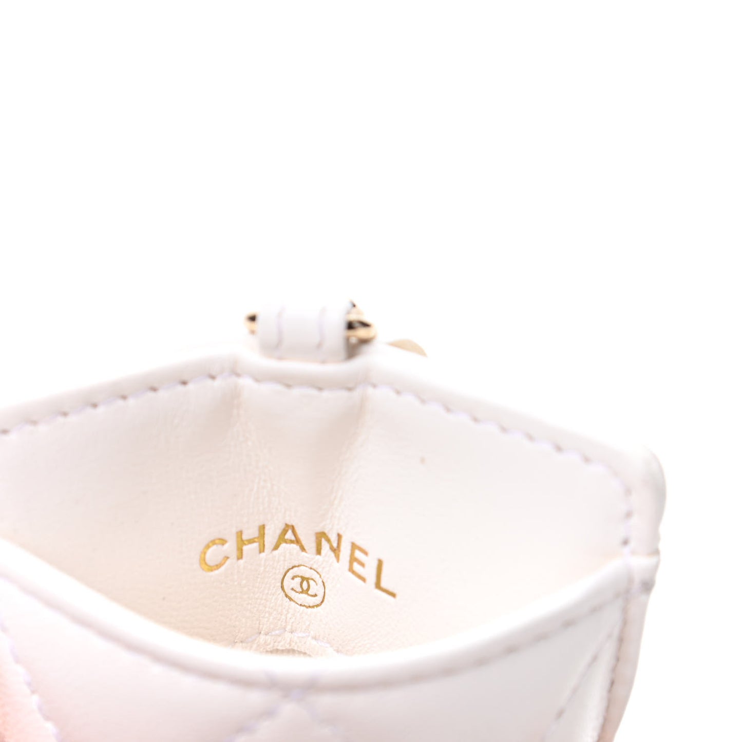 Lambskin Quilted My Chanel Lady Card Holder On Chain White