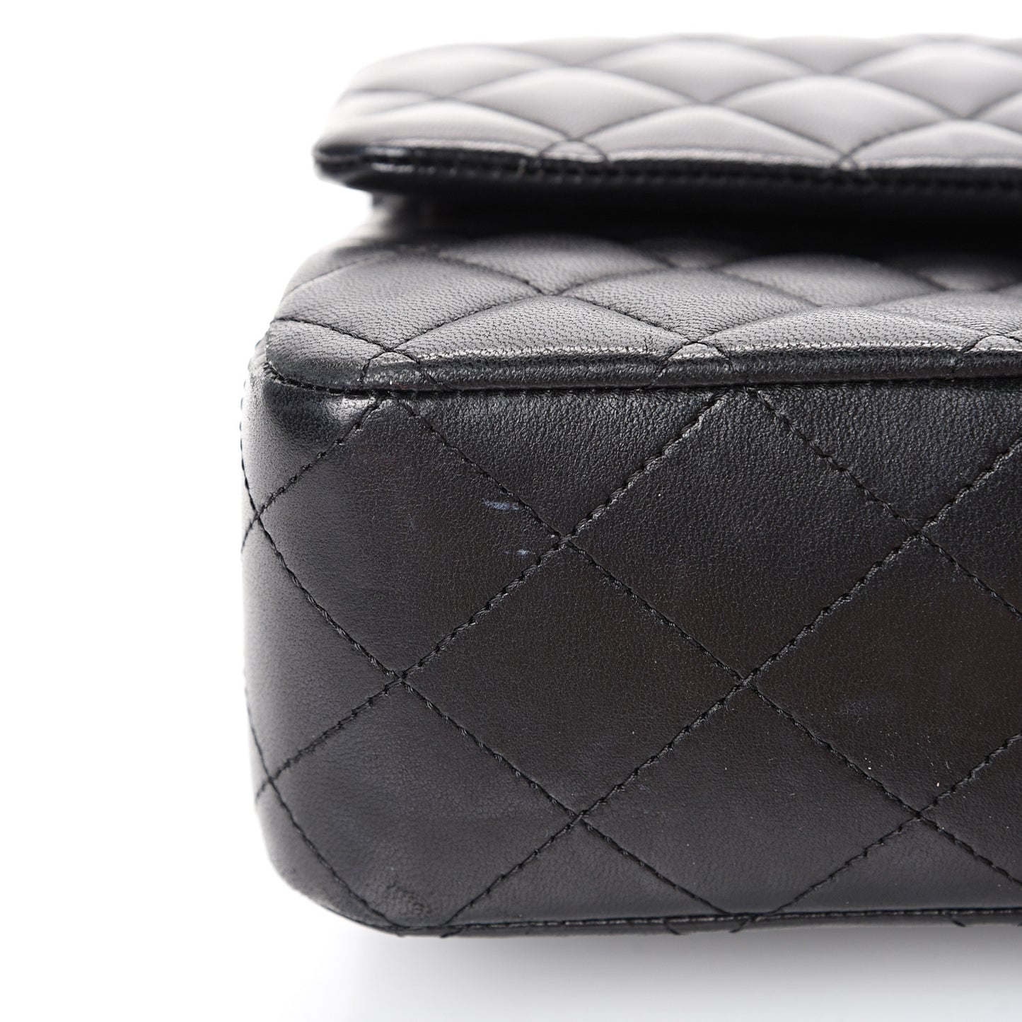 Lambskin Quilted Medium Double Flap Black