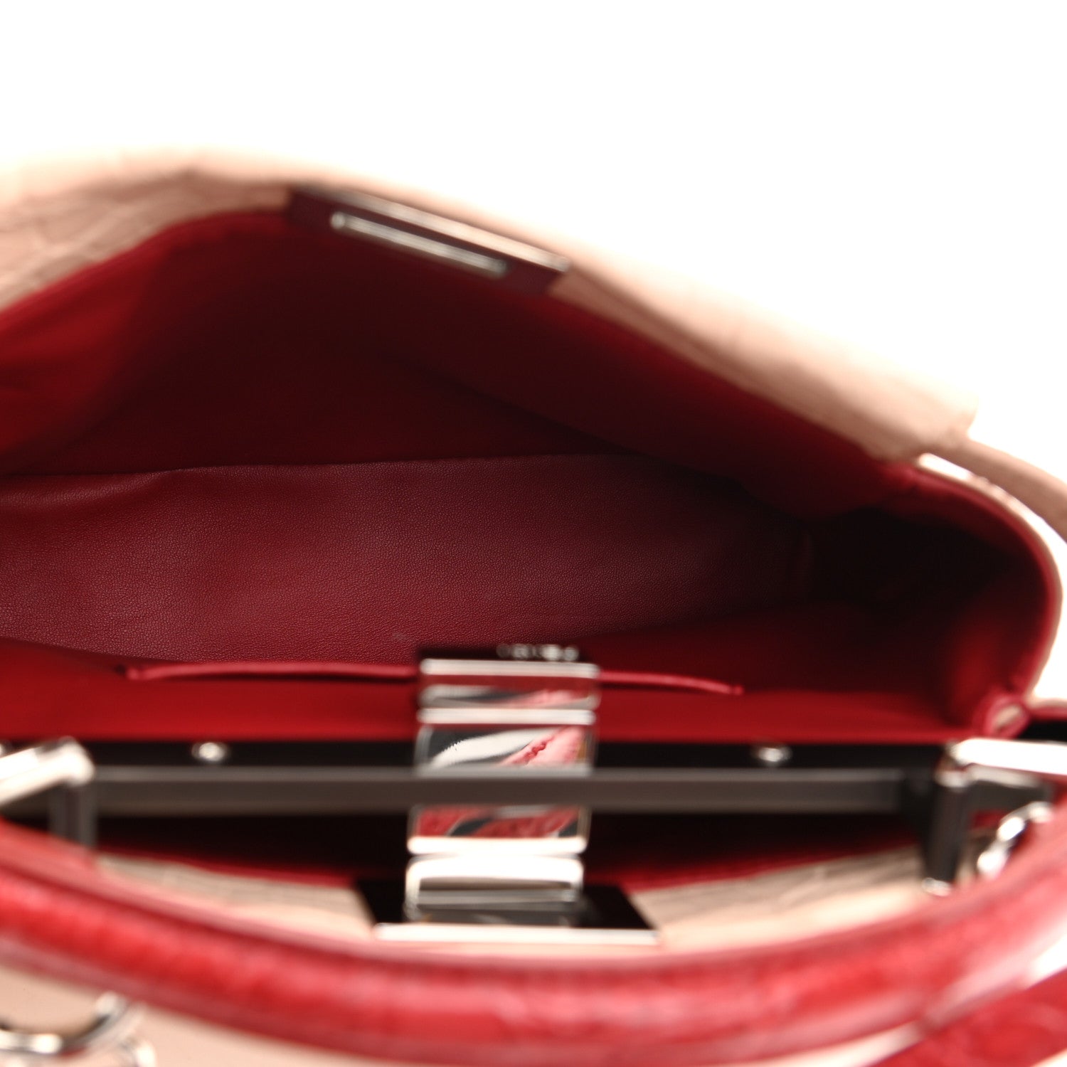 Fendi Crocodile Mini Peekaboo Iconic Satchel Beige Red 6 of 11