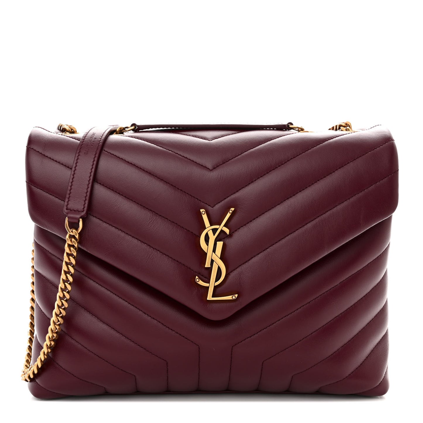 Calfskin Y Quilted Monogram Medium Loulou Chain Satchel Rouge Legion