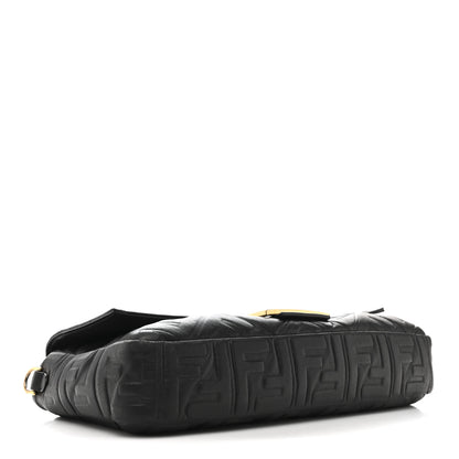 Fendi Nappa FF 1974 Embossed Large Baguette Black 4 of 17