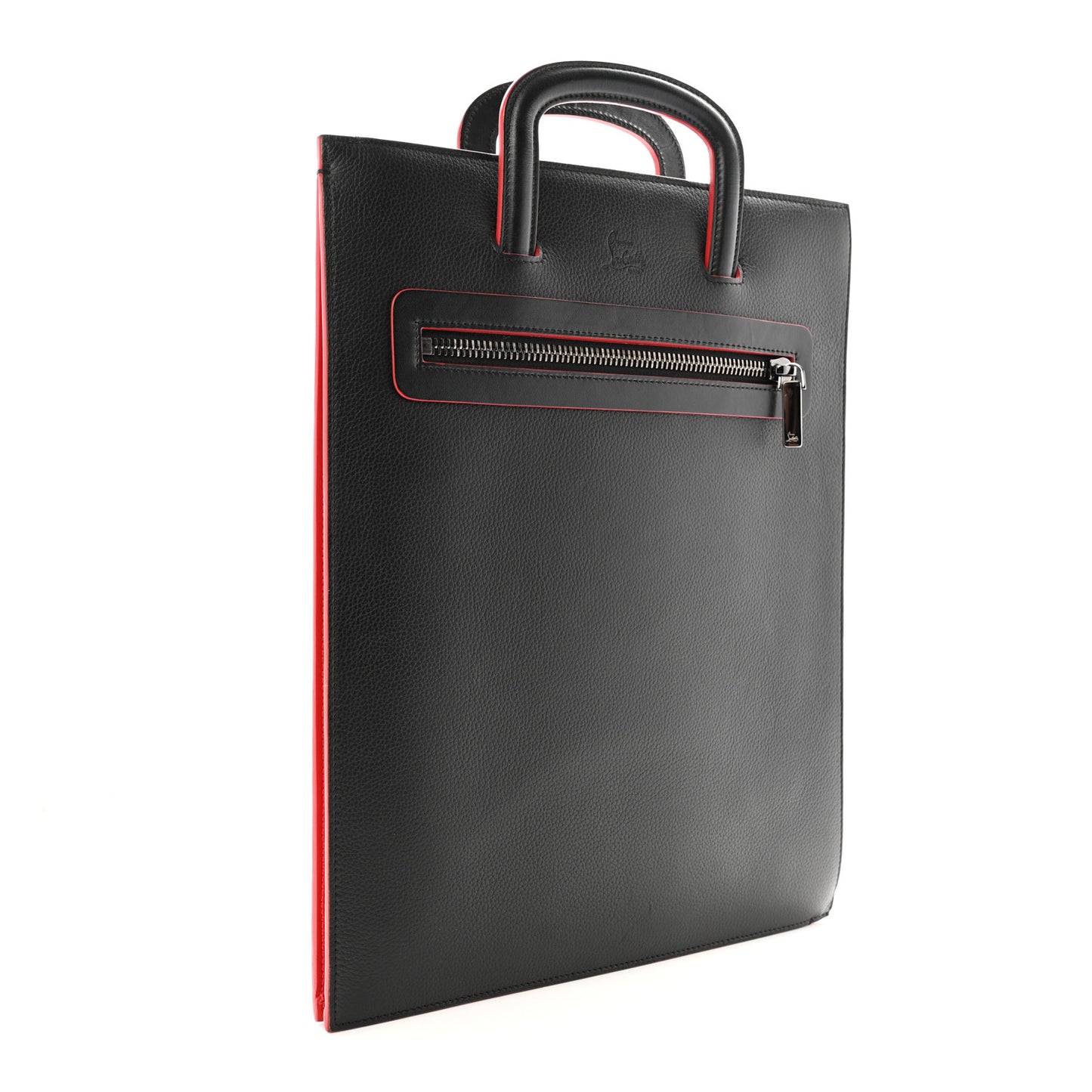 Calfskin Spiked Large Trictrac Portfolio Bag Black