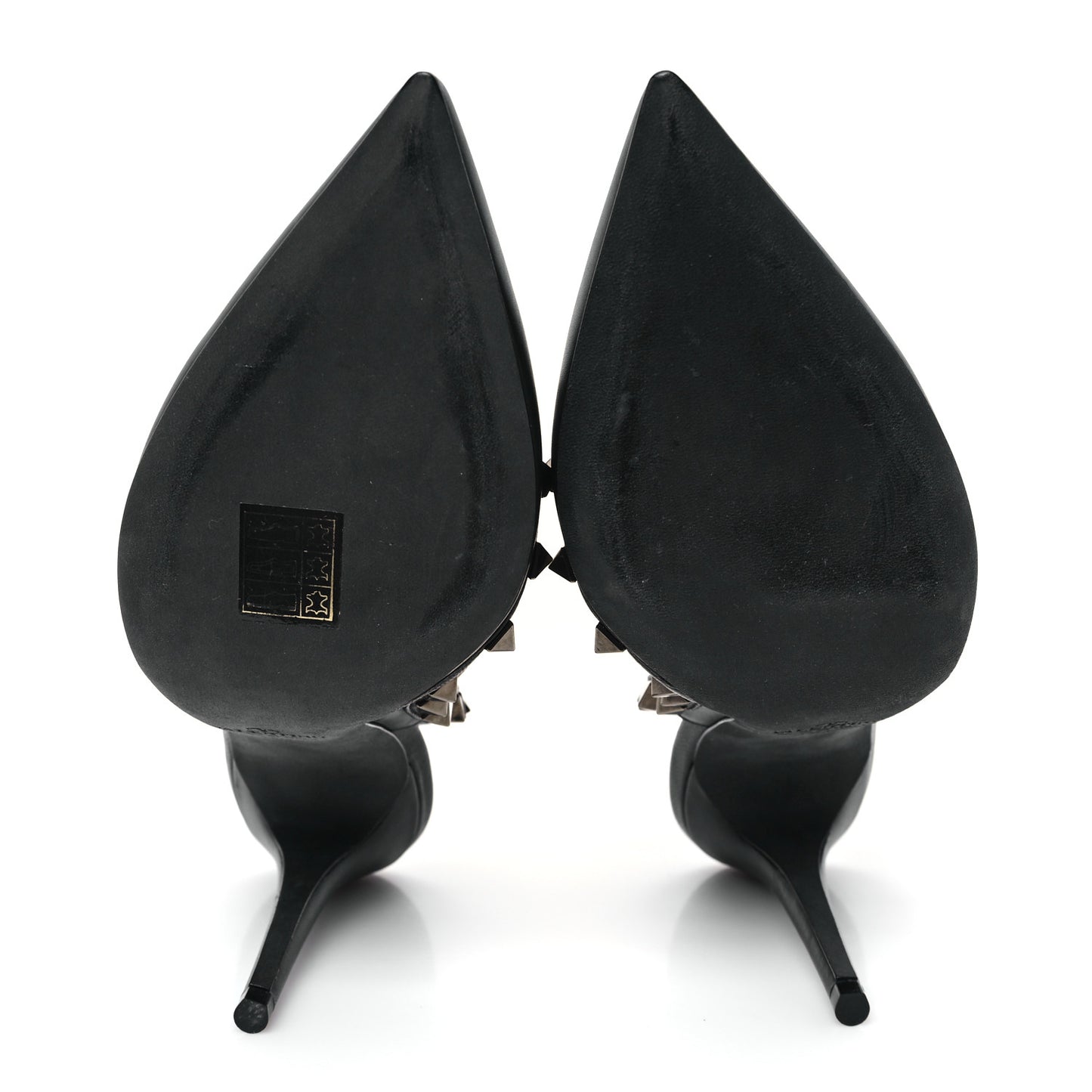 Calfskin Nappa Rockstud Ankle Strap 100mm Pumps 36.5 Black