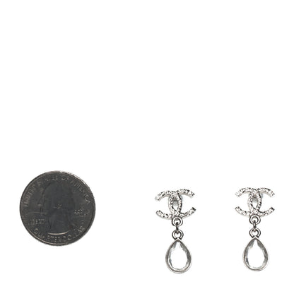 Chanel Crystal CC Tear Drop Earrings Silver 2 of 4